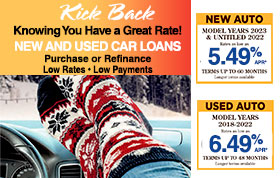 New Auto Loans as low as 5.49% APR - Used & Refinanced Autos as low as 6.49% APR